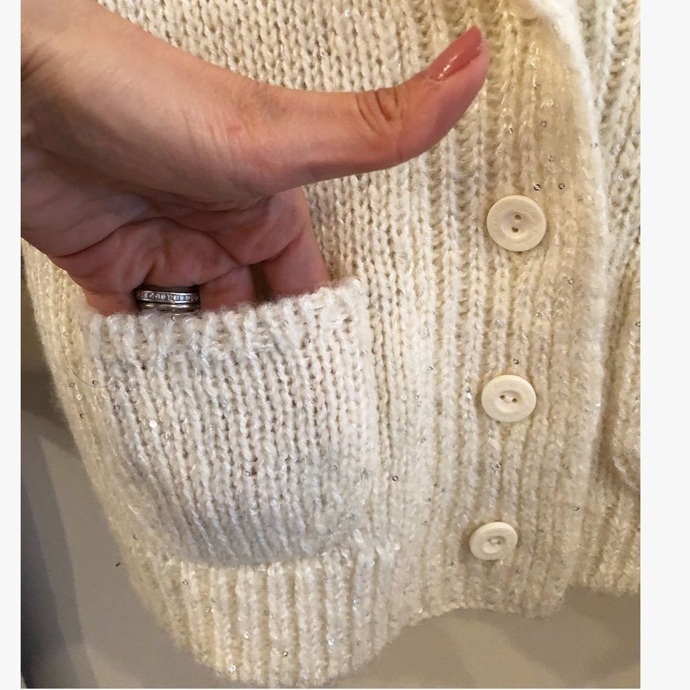 Ivory knitted sequin jacket - Picture 5 of 9